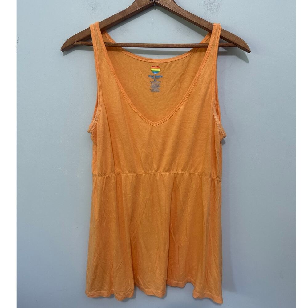 Vintage Old Navy Top Womens XL Orange Perfect Fit Babydoll Tank Y2K Surf Grunge